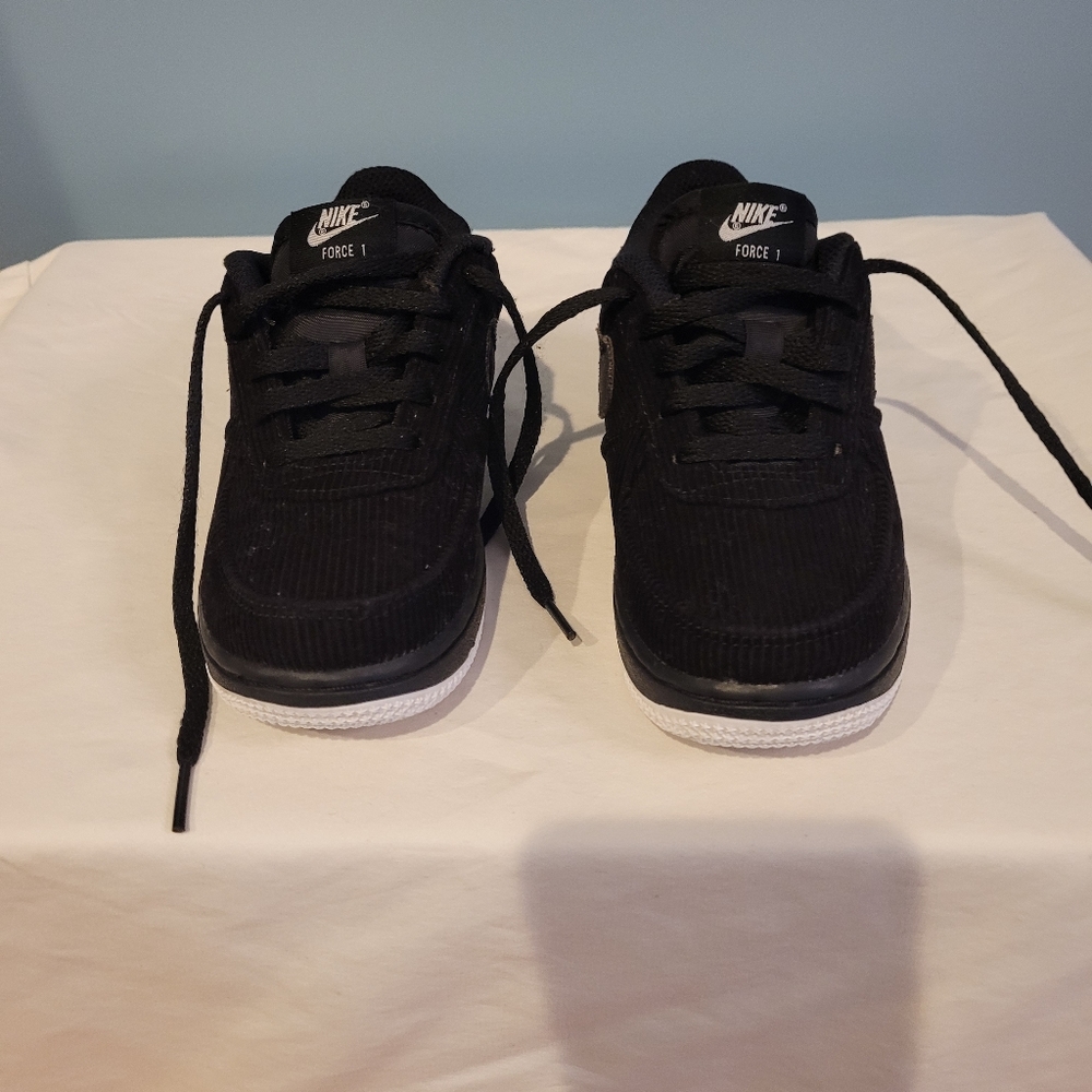 Kids black corduroy Air Force sneakers